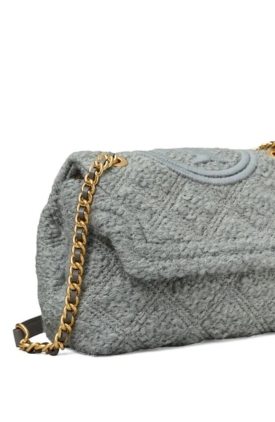 Shop Tory Burch Small Fleming Convertible Wool Blend Bouclé Crossbody Bag In Carbon
