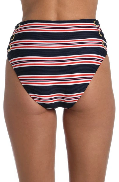 Shop La Blanca Sailor Stripe High Waist Bikini Bottoms In Indigo