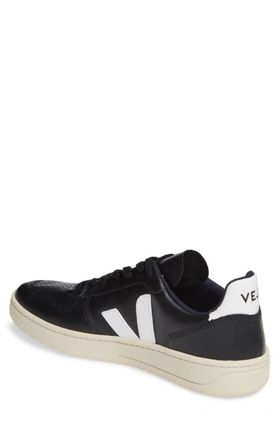 Shop Veja V-10 Sneaker In Black/ White Leather