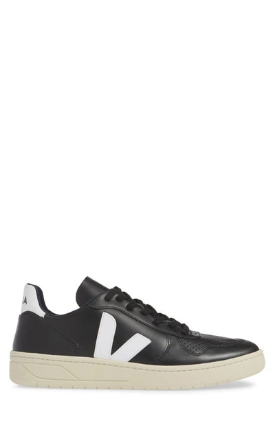 Shop Veja V-10 Sneaker In Black/ White Leather