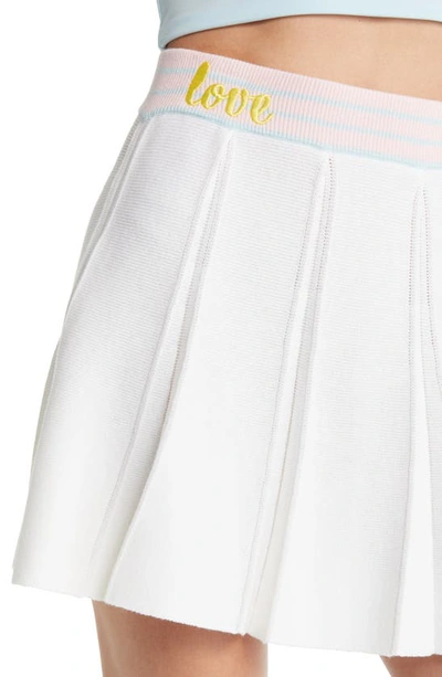 Shop Loveshackfancy Roz Embroidered Knit Skirt In Tennis Whites