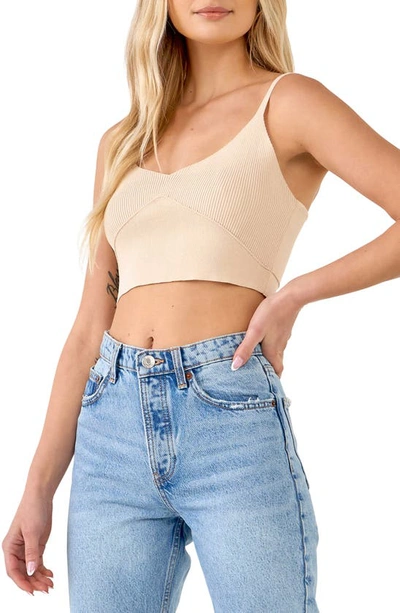 Endless Rose Knit Bralette Top In Beige