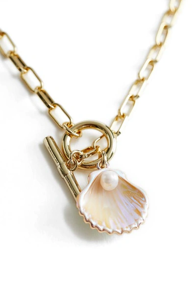 Shop & Other Stories Shell & Pearl Chain Link Necklace In Gold/ Shell