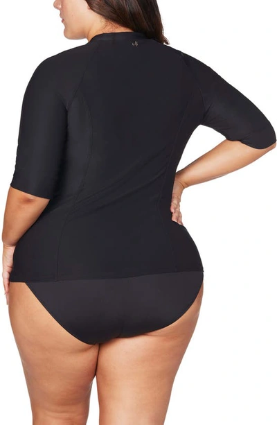 Shop Artesands Sunsafe Short Sleeve Swim Top In Black