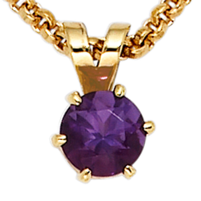 Pre-owned Jobo Amethyst Goldanhänger 585 Gold, 1 Lila Amethyst, H Ca. 9 Mm, Ca. 0,3 Gramm