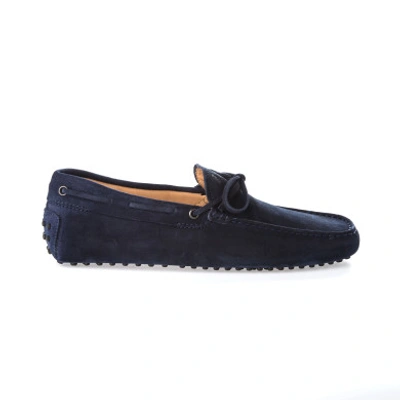 Shop Tod's Blue Suede Loafers