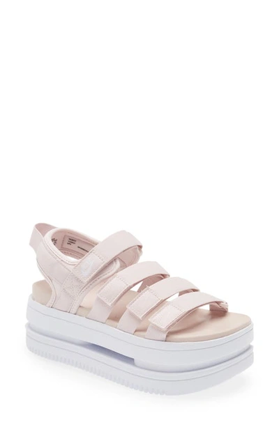 Shop Nike Icon Classic Platform Sandal In Barely Rose/ White/ Pink