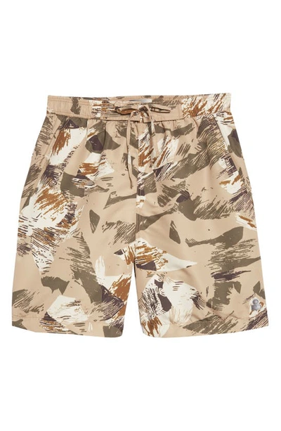 Shop Isabel Marant Hydra Abstract Camo Swim Trunks In Beige
