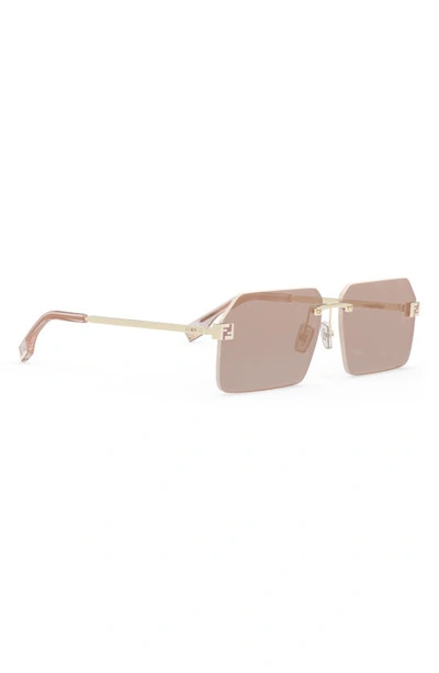 Shop Fendi The  Sky 59mm Geometric Sunglasses In Gold / Bordeaux Mirror