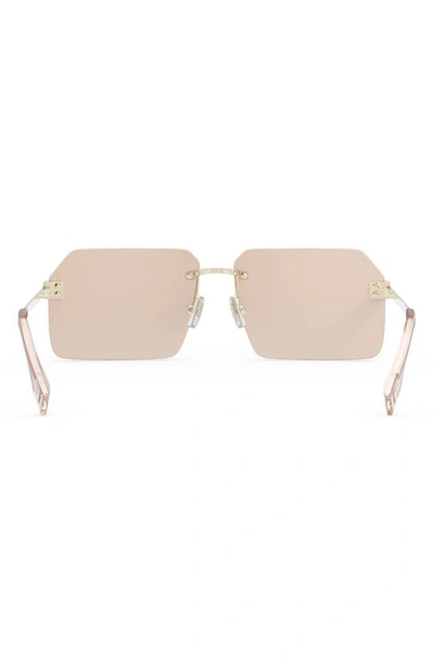 Shop Fendi The  Sky 59mm Geometric Sunglasses In Gold / Bordeaux Mirror