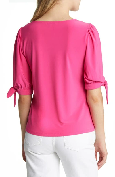 Shop Chaus V-neck Tie Sleeve Blouse In Rose Pink