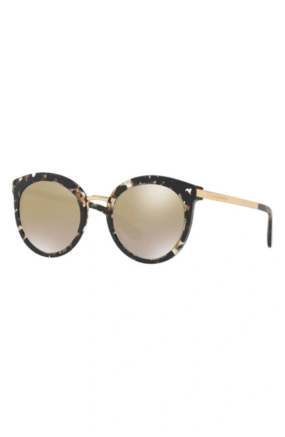 Shop Dolce & Gabbana 52mm Mirrored Round Sunglasses In Black/ Gold