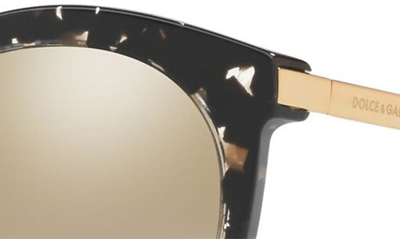 Shop Dolce & Gabbana 52mm Mirrored Round Sunglasses In Black/ Gold