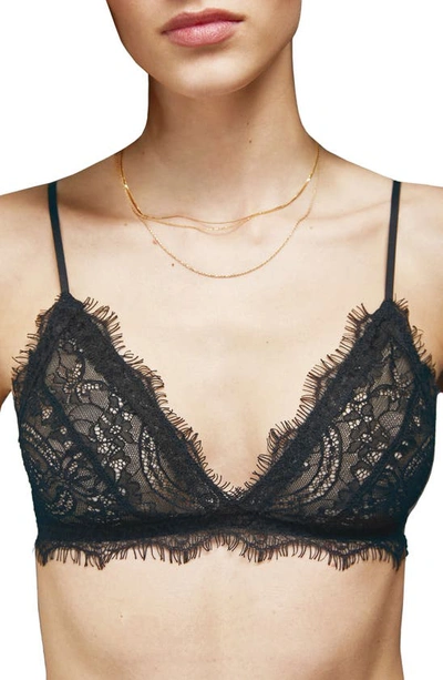 Shop Anine Bing Eyelash Lace Bralette In Black