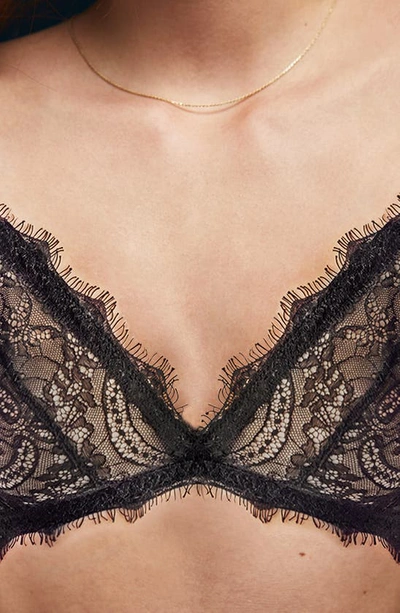 Shop Anine Bing Eyelash Lace Bralette In Black