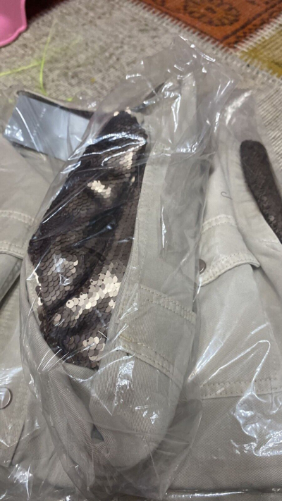 Pre-owned Mint Velvet Beige Sequin Utility Jacket (uk8,10,12 &14/bnwt-rrp:£149)