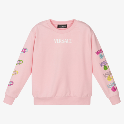 Shop Versace Girls Pink Cotton Sweatshirt