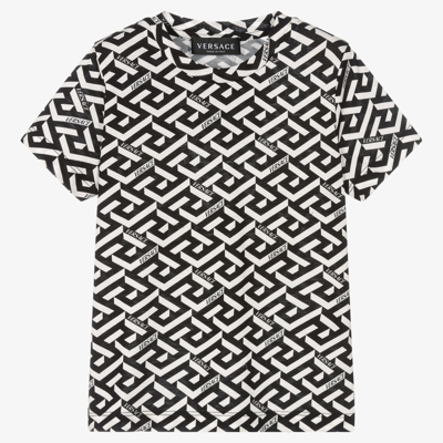 Shop Versace Boys Greca Signature T-shirt In Black