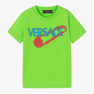 Shop Versace Green Cotton Logo T-shirt
