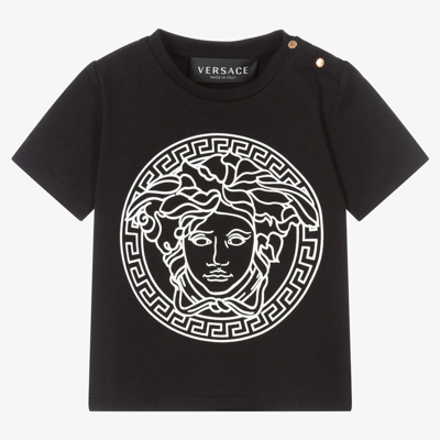 Shop Versace Black Medusa Logo Baby T-shirt