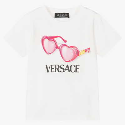Shop Versace Girls White Logo T-shirt