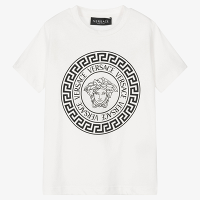 Shop Versace White Cotton Logo T-shirt