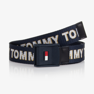 Tommy Hilfiger Kids' Blue Canvas Logo Belt | ModeSens