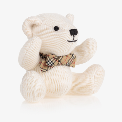 Shop Burberry Thomas Bear Rattle (18cm) In Ivory