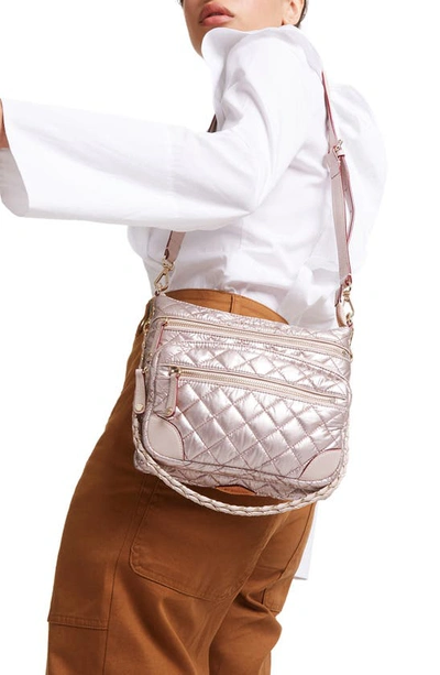 Shop Mz Wallace M Z Wallace Downtown Crosby Crossbody Bag In Rose Gold Metallic