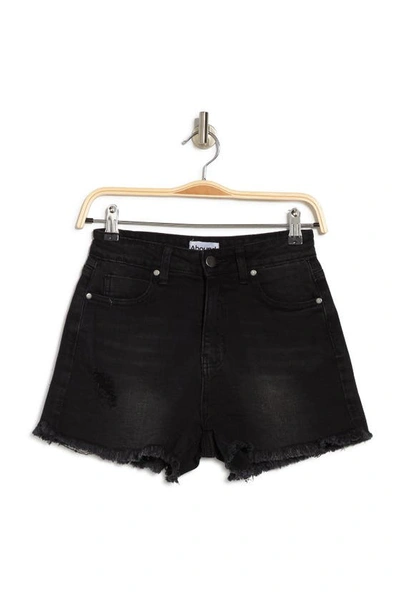 Shop Abound Frayed Hem Sustainable Denim Shorts In Black Wash