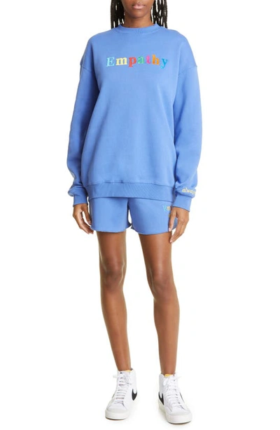 Shop The Mayfair Group Unisex Empathy Embroidered Crewneck Sweatshirt In Blue