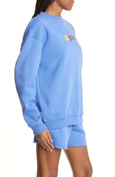 Shop The Mayfair Group Unisex Empathy Embroidered Crewneck Sweatshirt In Blue