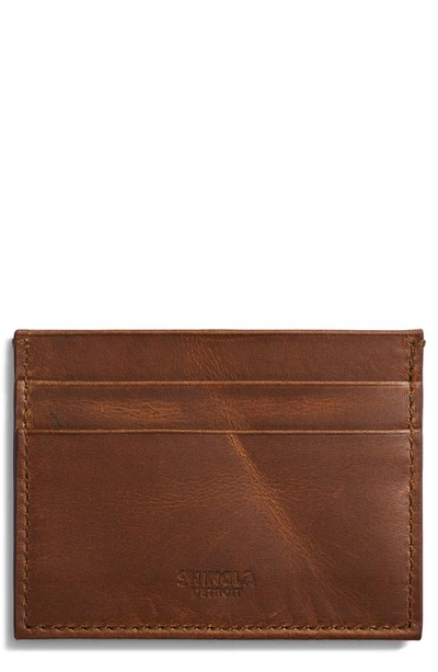 Shinola Navigator Leather Five Pocket Card Case In Medbrown