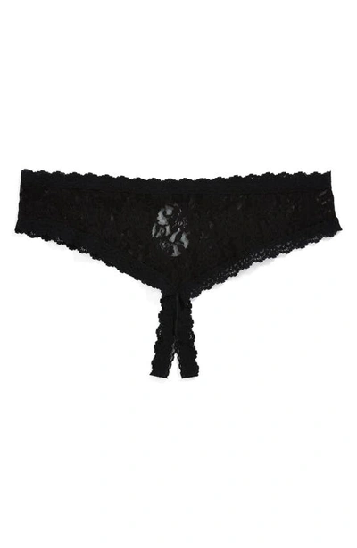 Hanky Panky Plus Size After Midnight Open Gusset Cheeky Hipster Lingerie 482921x In Black