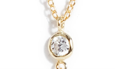 Shop Adinas Jewels Bezel Cubic Zirconia Y-necklace In Gold