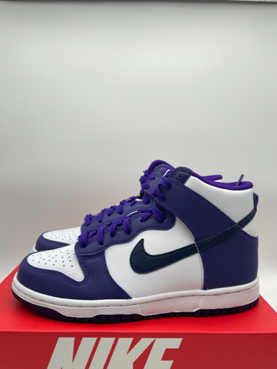 Pre-owned Nike Dunk High (gs) Court Purple Navy White 38,5 38 37,5 Lila Weiss Blau Neu