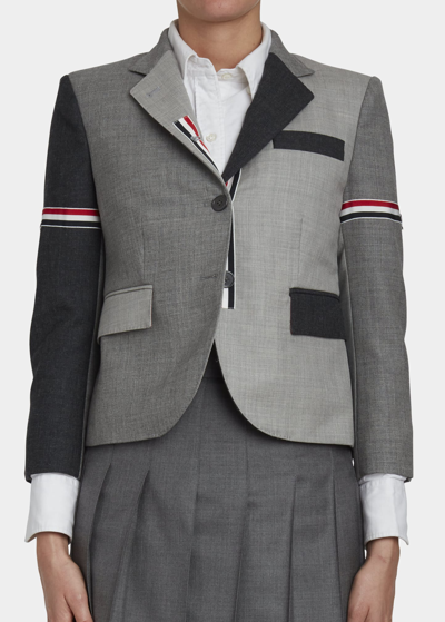 Shop Thom Browne Mixed Fresco Wool Sport Coat In Dark Grey