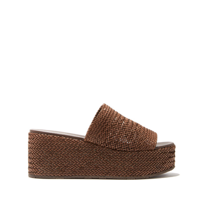 Casadei Interwoven Platform Wedge Sandals In Rum