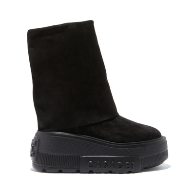 Casadei Nexus Folded Platform Boots In Black