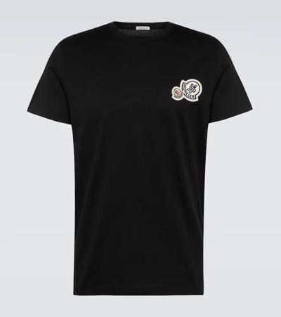 Shop Moncler Double Logo Cotton Jersey T-shirt In 0