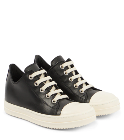 Shop Rick Owensrick Owens Strobe Leather Low-top Sneakers In Black