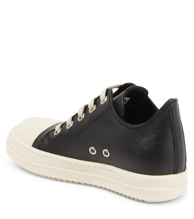Shop Rick Owensrick Owens Strobe Leather Low-top Sneakers In Black