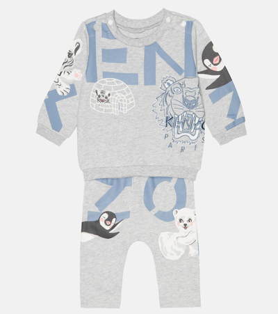 Kenzo Babies' Sweatshirt And Jogging Trousers Ensemble In Grey Marl |  ModeSens