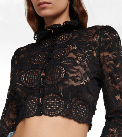 Shop Paco Rabanne Lace Top In Black