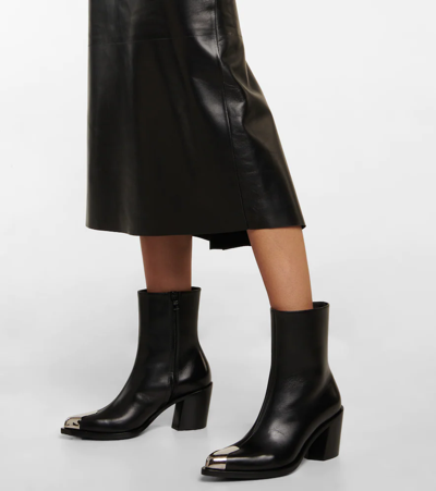Shop Alexander Mcqueen Leather Ankle Boots In Black/silver