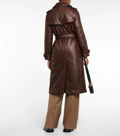 Shop Burberry Leather Trench Coat In Dark Truffle Brown