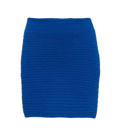 Shop Dorothee Schumacher Modern Textures Cotton-blend Miniskirt In Blue