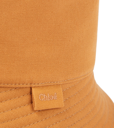 Shop Chloé Cotton Canvas Bucket Hat In Indian Brown