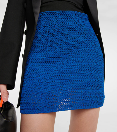 Shop Dorothee Schumacher Modern Textures Cotton-blend Miniskirt In Blue