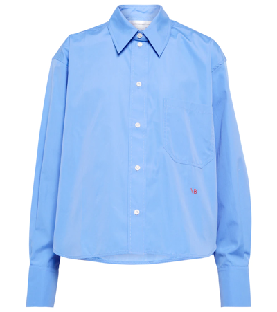 Shop Victoria Beckham Cotton Shirt In Oxford Blue